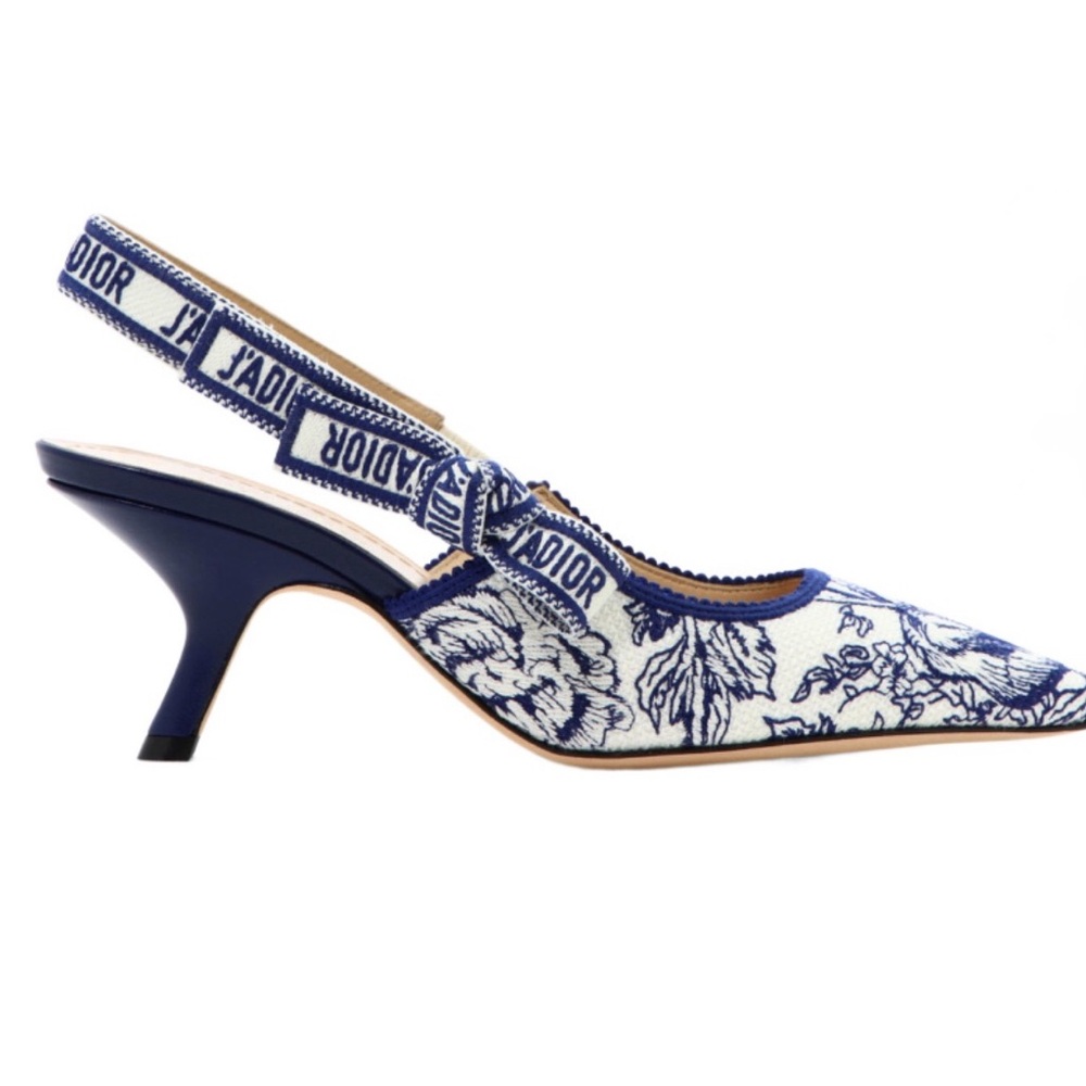 Dior Navy and Ivory j’adior Slingback Heels